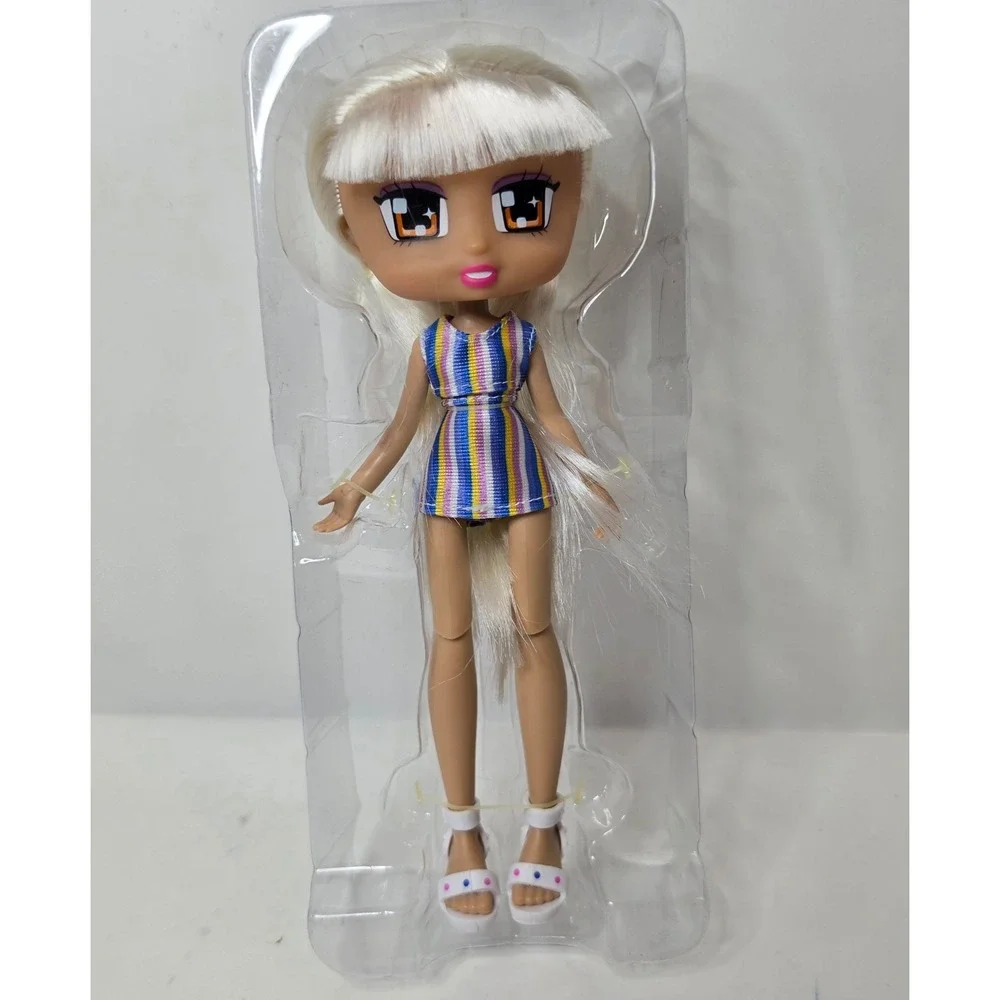 Boxy Girls Bronx Doll 8 inch Jay At Play White Hair Striped Dress Loose No Box